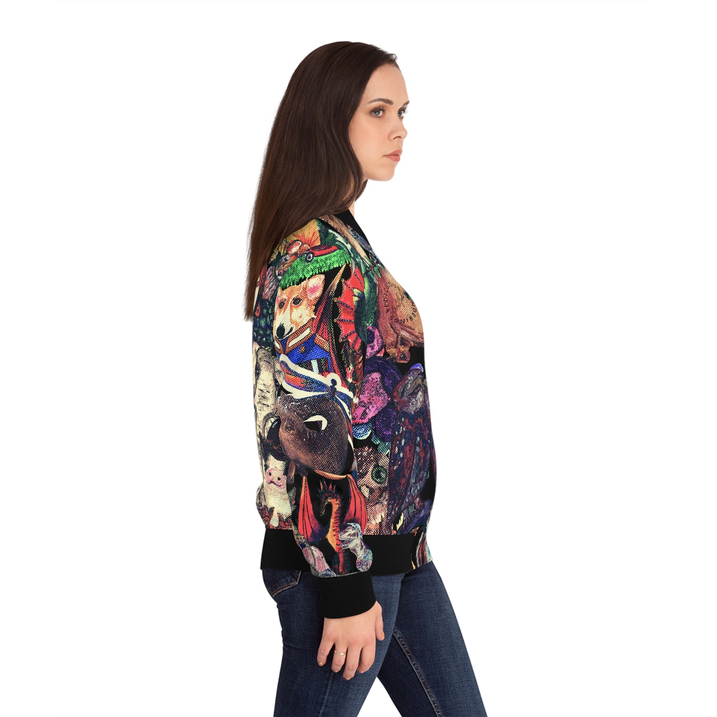 Vintage Animal Mashup Womens Bomber Jacket (AOP)