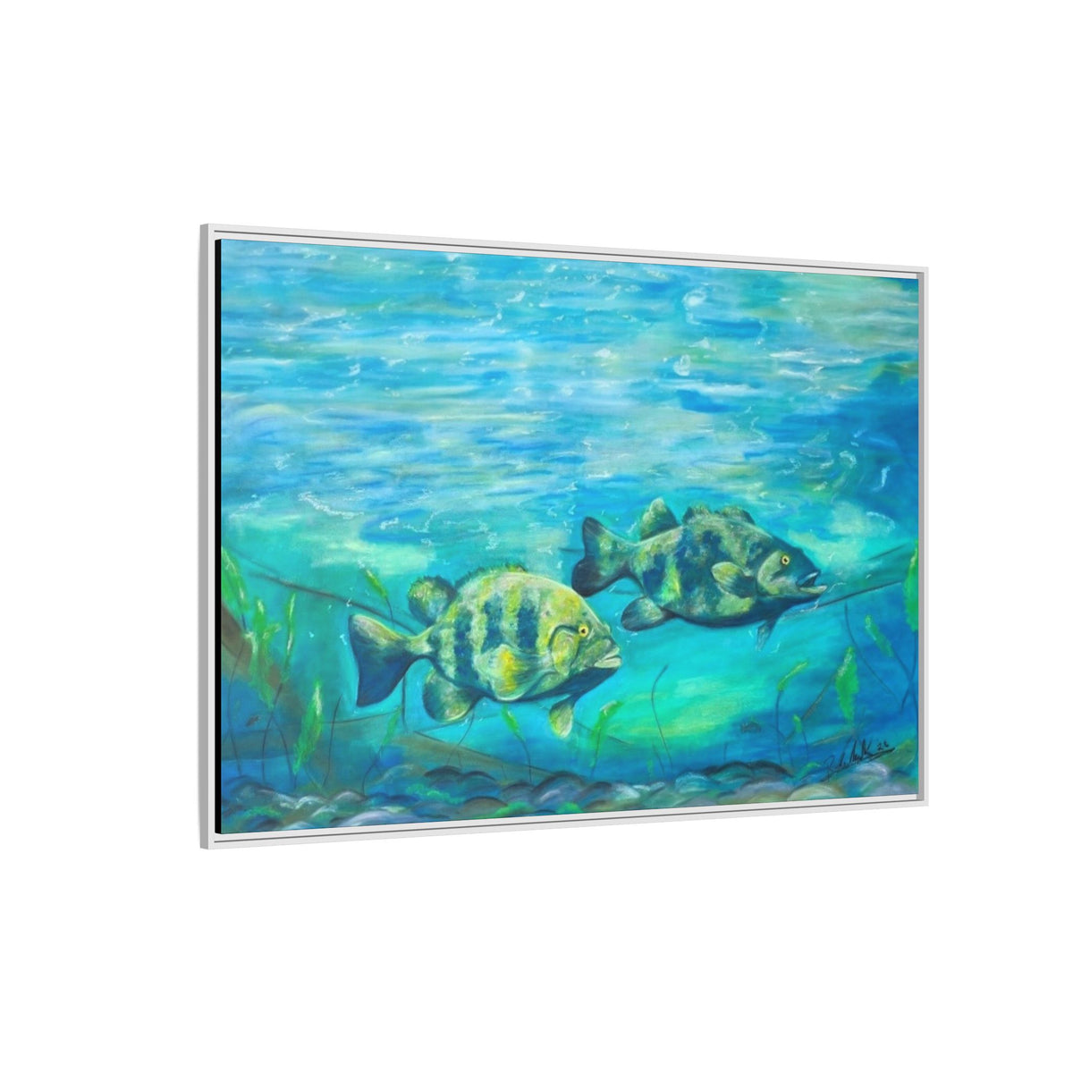 Framed Matte Canvas - Underwater Fish Scene