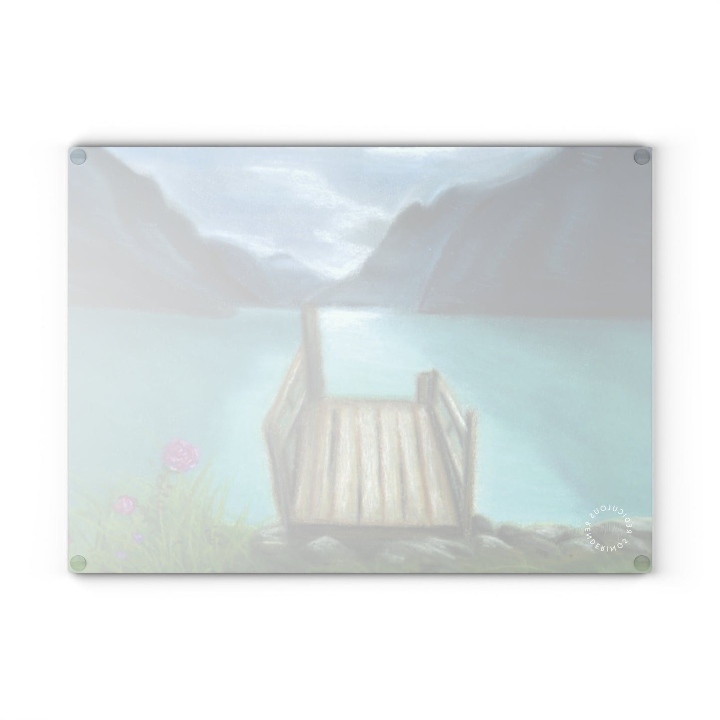 Glass Cutting Board — Serene Lake Dock Scenic Kitchen Glass Chopping Board