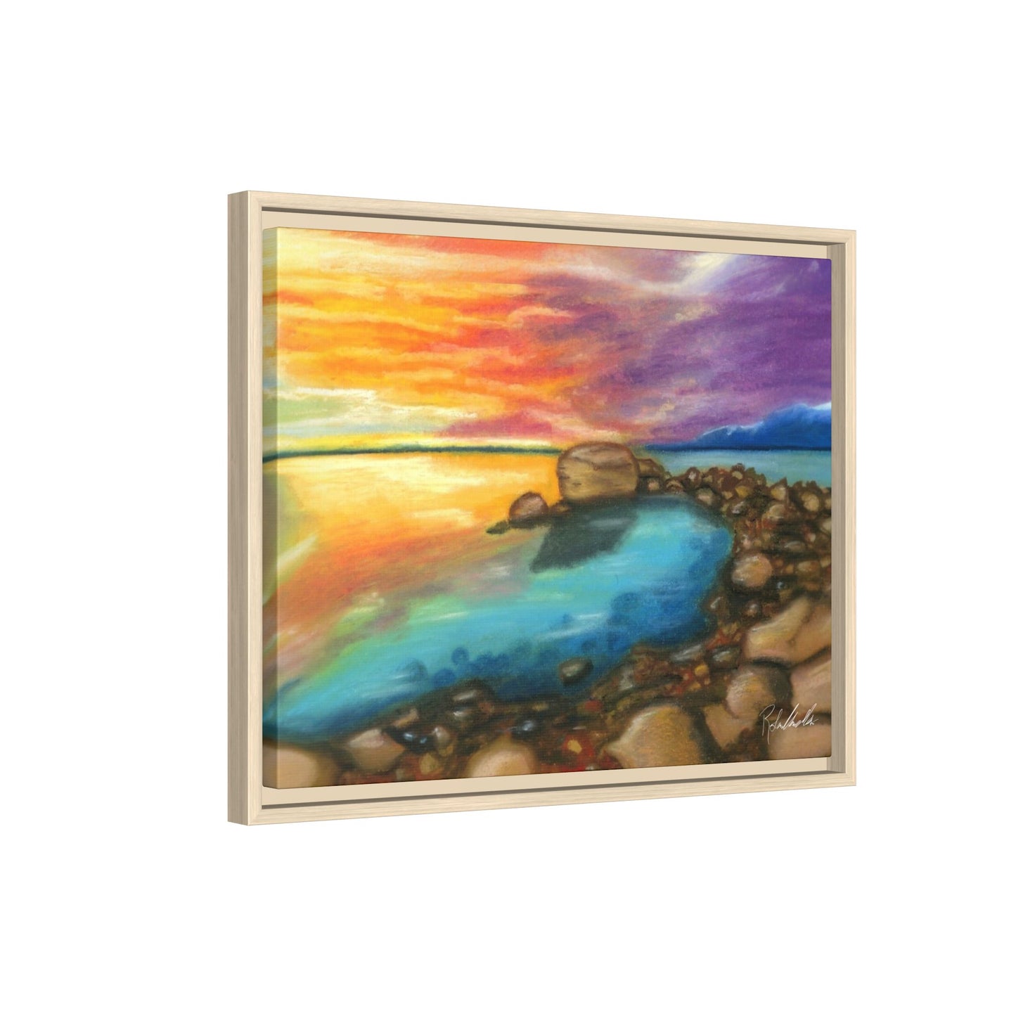 Sunset Ocean Beach Framed Wall Art