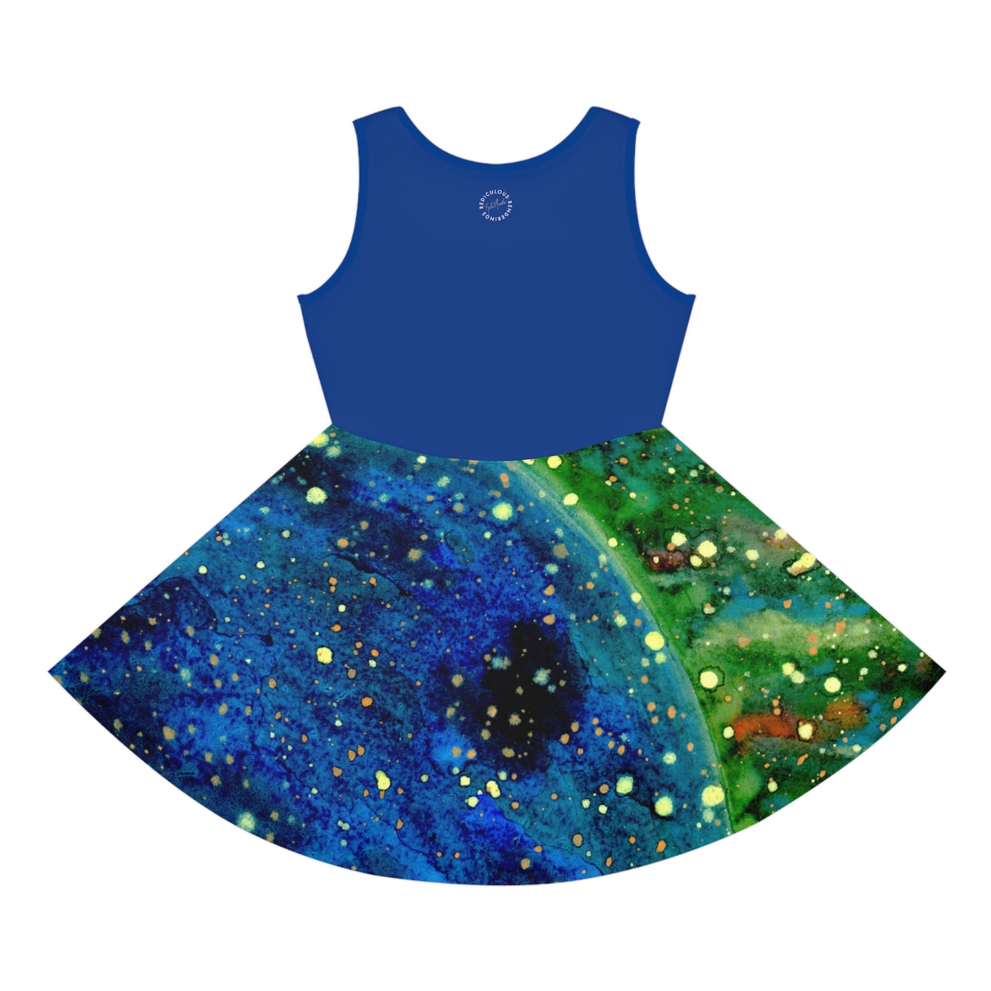 Blue Top Blue Planet Galaxy Girls' Sleeveless Sundress (AOP)