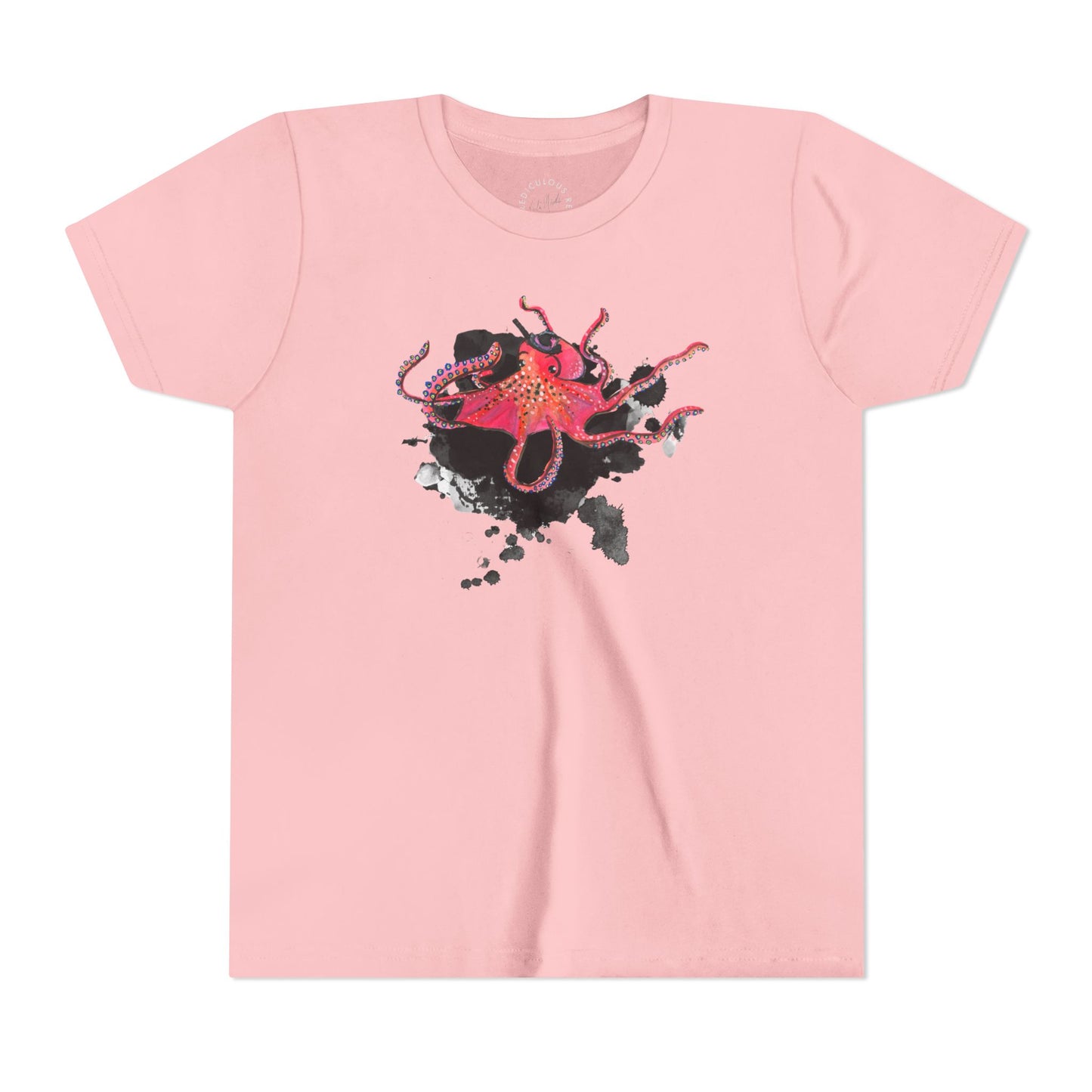 Youth Tee — Red Octopus Splash Graphic Shirt