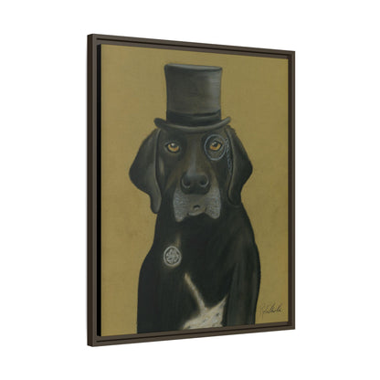 Black Lab Dog in Top Hat Framed Wall Art