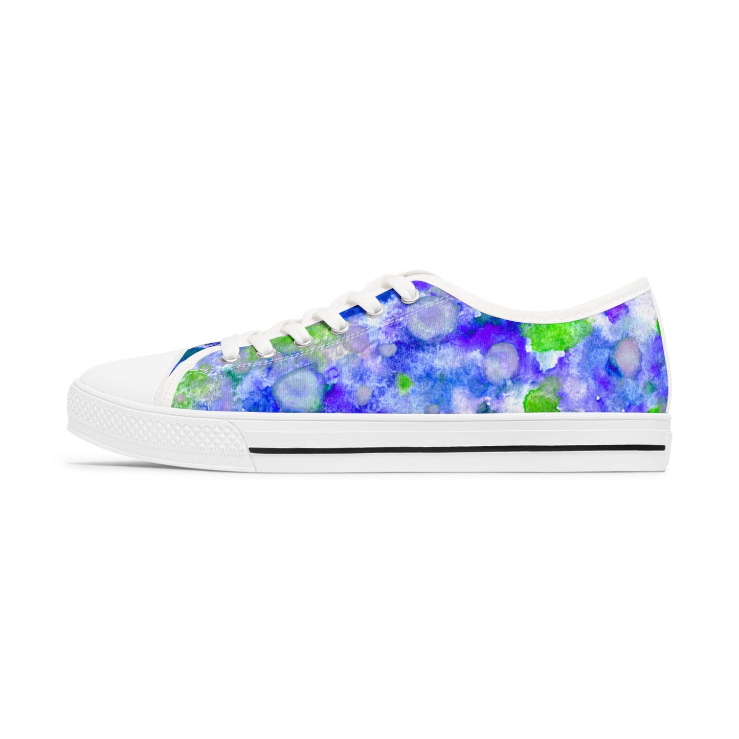 Floral Blur Women's Low Top Sneakers – Blue & Green Watercolor Print