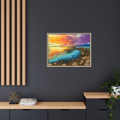 Sunset Ocean Beach Framed Wall Art