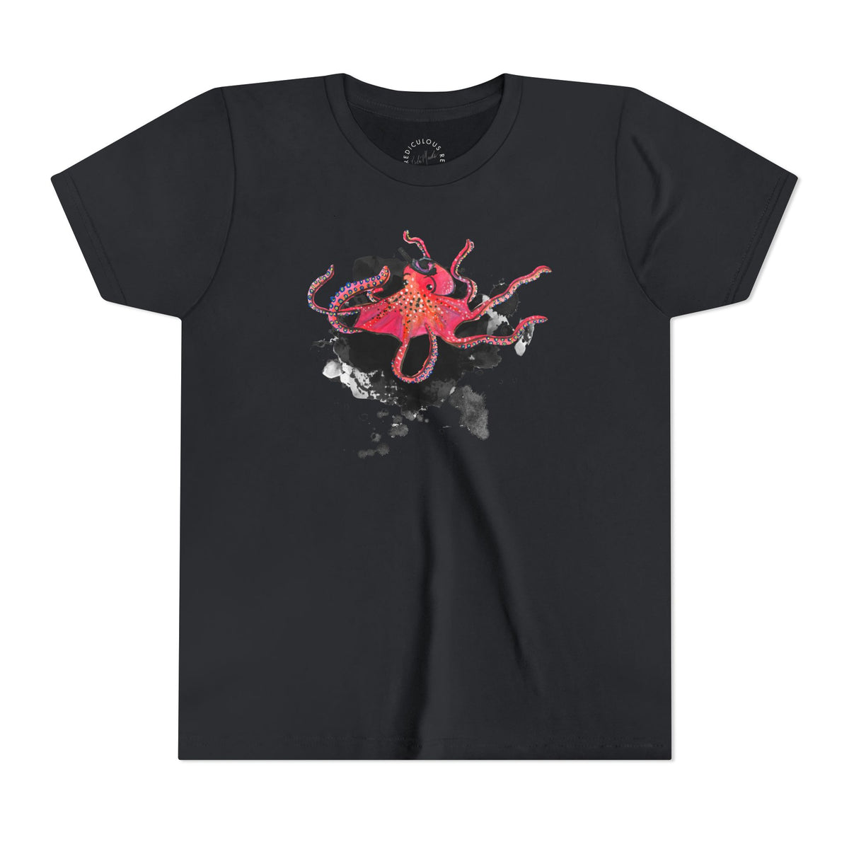 Youth Tee — Red Octopus Splash Graphic Shirt