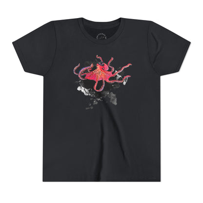 Youth Tee — Red Octopus Splash Graphic Shirt