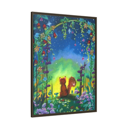 Fox Under Flowers Framed Wall Art