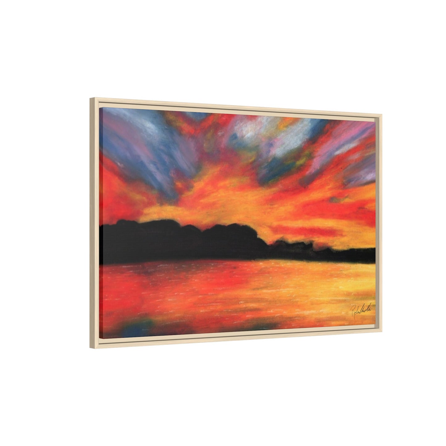 Sunset Over The Lake Framed Wall Art