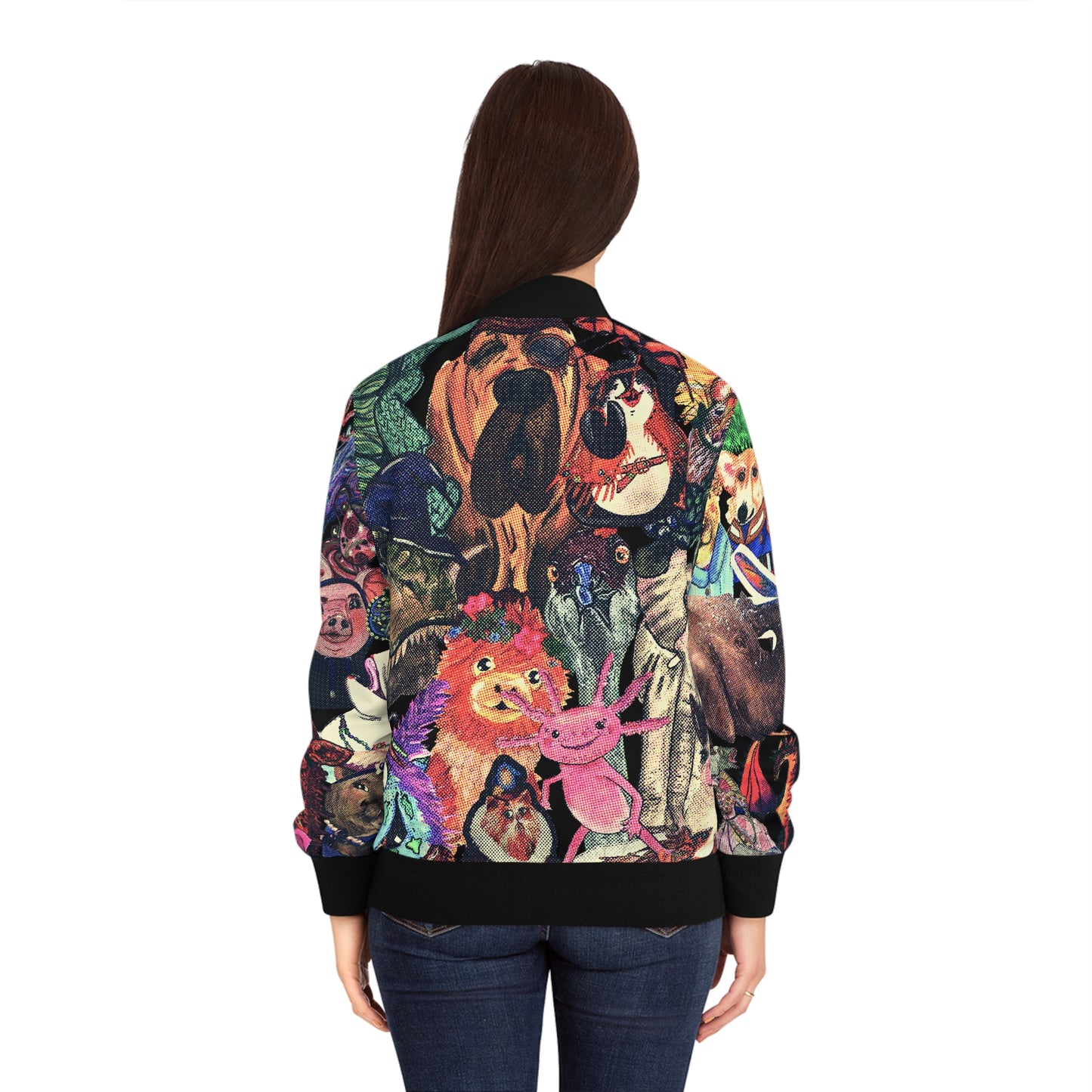 Vintage Animal Mashup Womens Bomber Jacket (AOP)