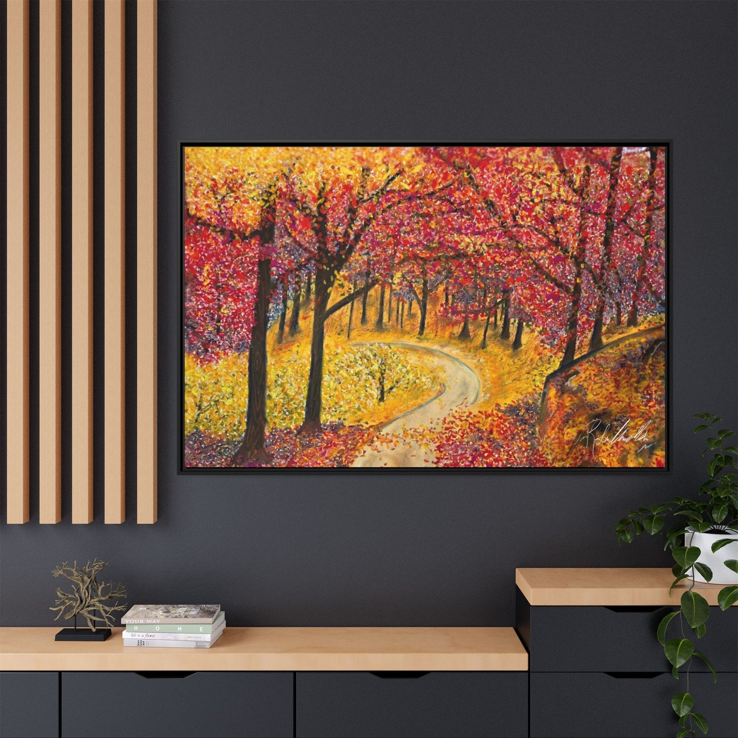 Vibrant Fall Forest Framed Wall Art