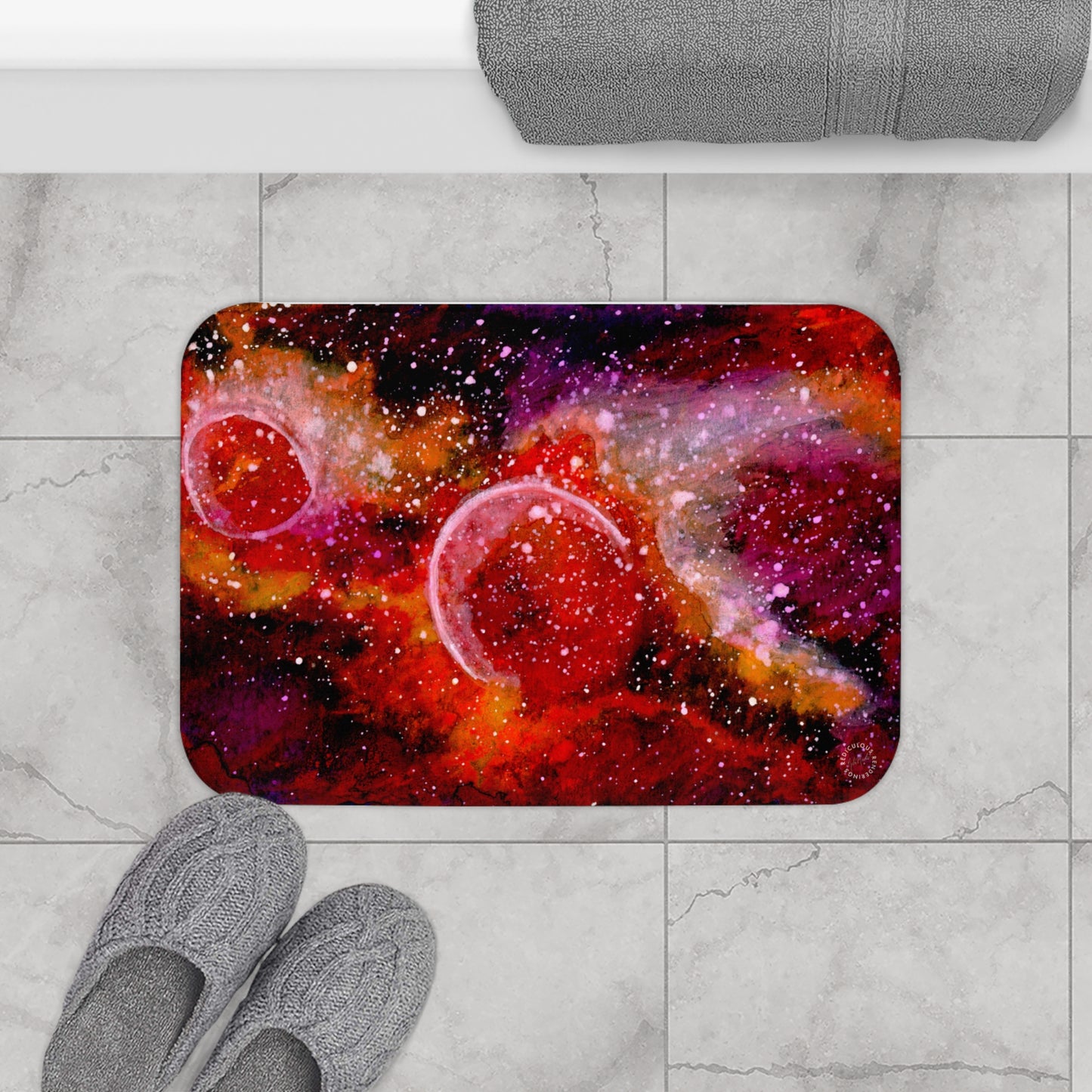 Orange Moons Galaxy Bath Mat  Anti-Slip, 100% Microfiber Rug- Home & Bathroom Supplies