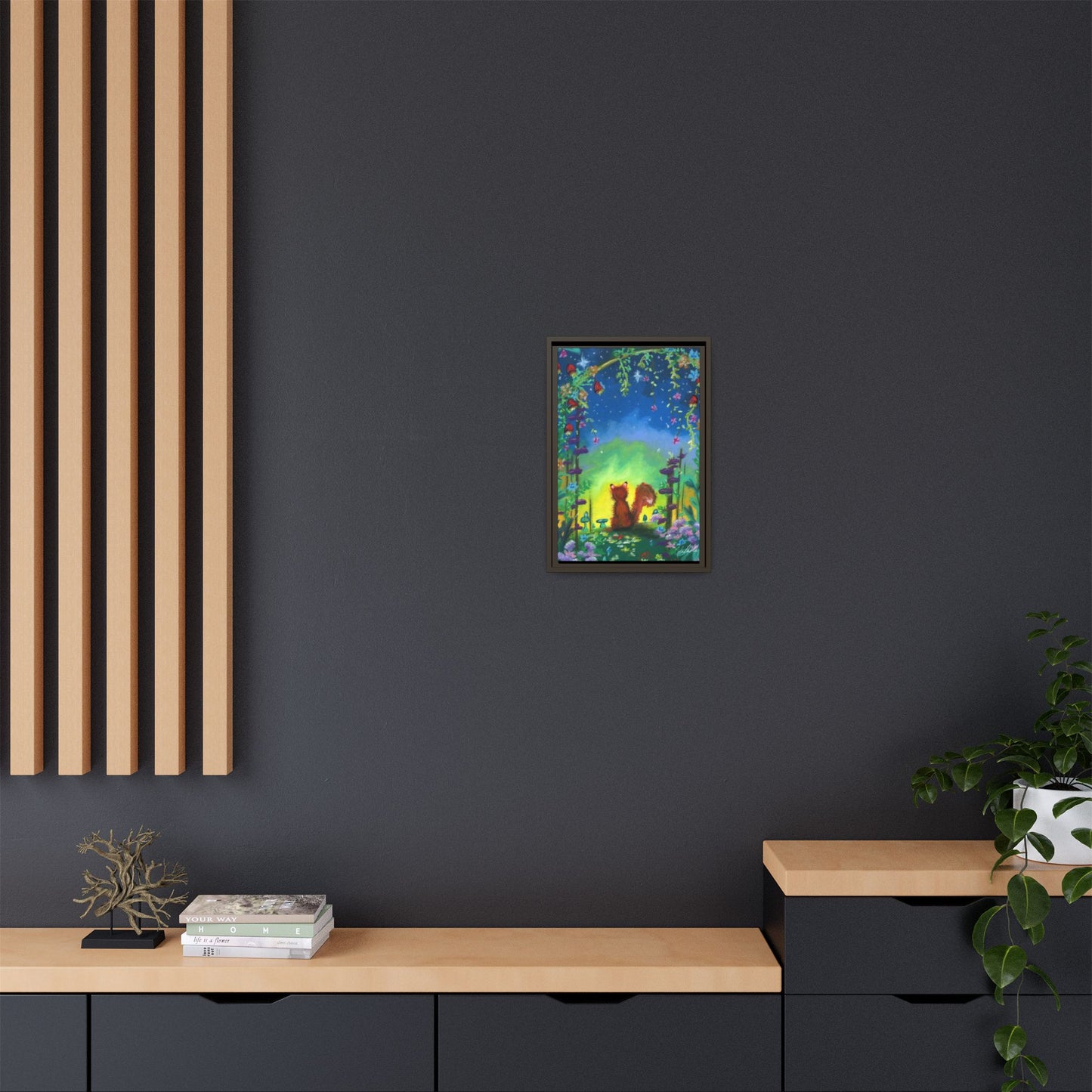 Fox Under Flowers Framed Wall Art
