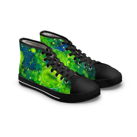 Green Galaxy Unisex Classic High Top Sneakers Closed Toe Casual Walking Fashion Shoes