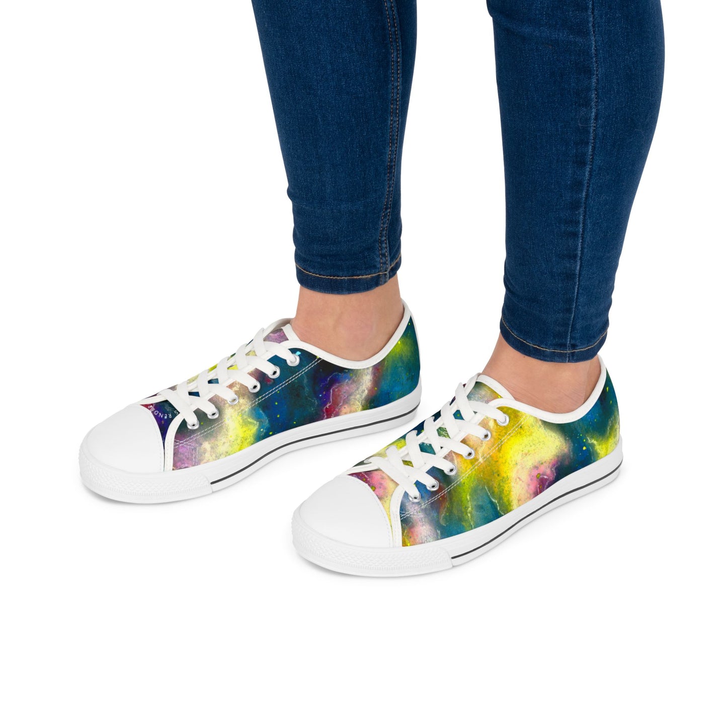 Galaxy Watercolor Low Top Sneakers — Women’s Colorful Space Print Shoes