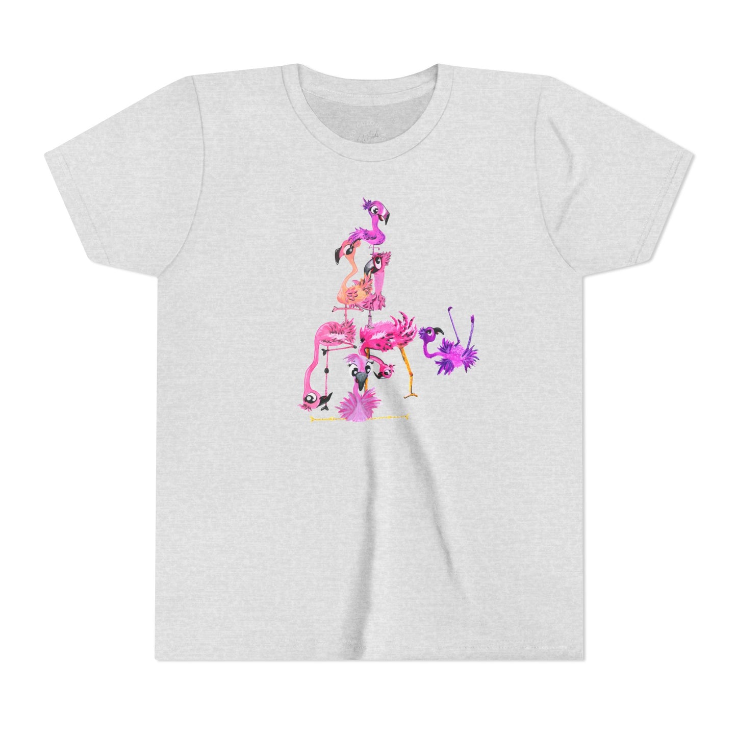 Youth Tee — Watercolor Pink Flamingo Stack Kids T-Shirt