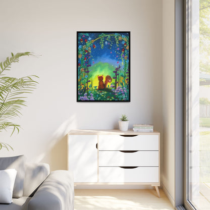 Fox Under Flowers Framed Wall Art