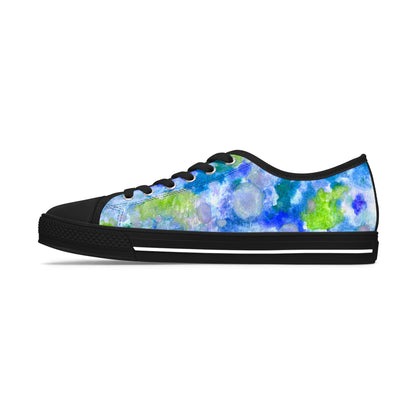 Floral Watercolor Low Top Sneakers — Blue Green Garden Print