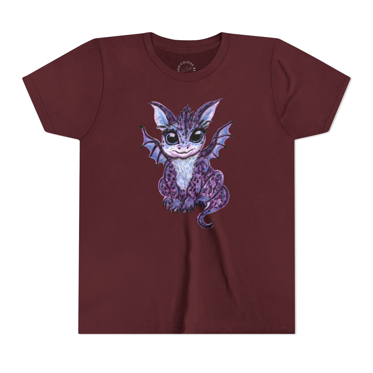 Youth Tee — Cute Purple Baby Dragon Illustration Kids Shirt