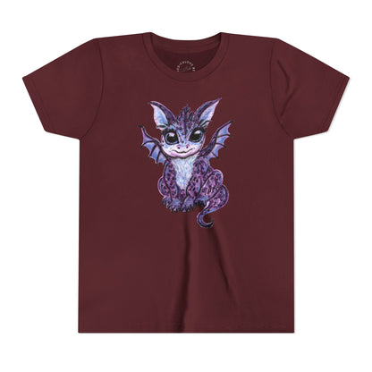 Youth Tee — Cute Purple Baby Dragon Illustration Kids Shirt