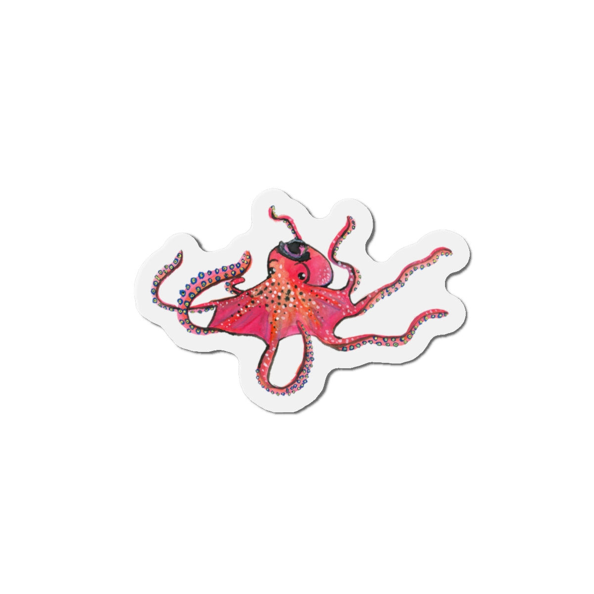 Red Octopus Die-Cut Magnets