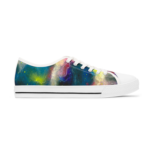 Galaxy Watercolor Low Top Sneakers — Women’s Colorful Space Print Shoes