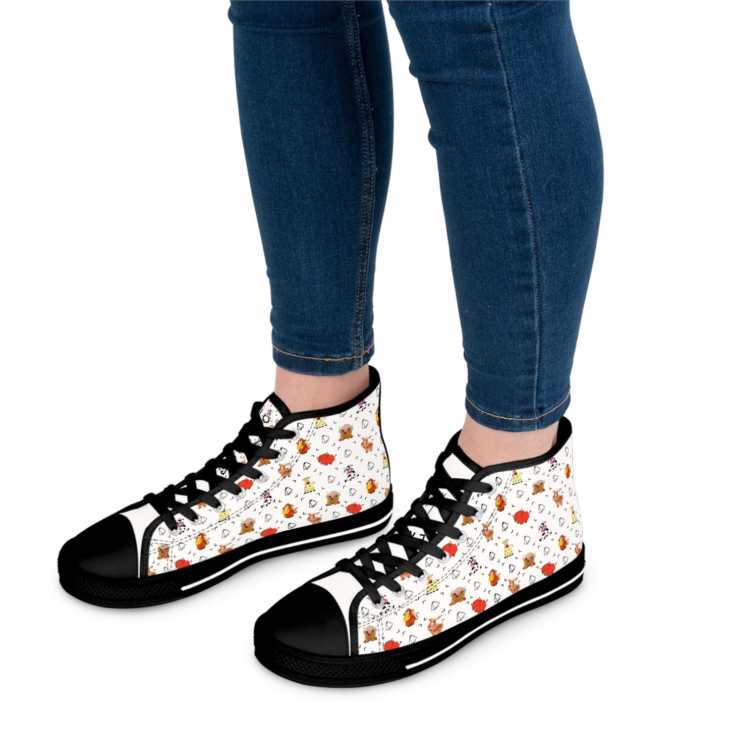 Women's High Top Sneakers — Cute Autumn Animal Cow Pattern Casual Shoes