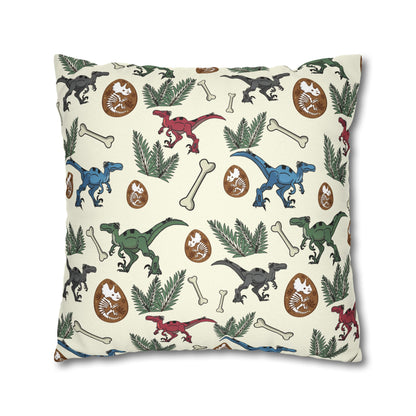 Dinosaur Fossil Pattern Pillowcase — Kids Paleontology Throw Pillow Cover
