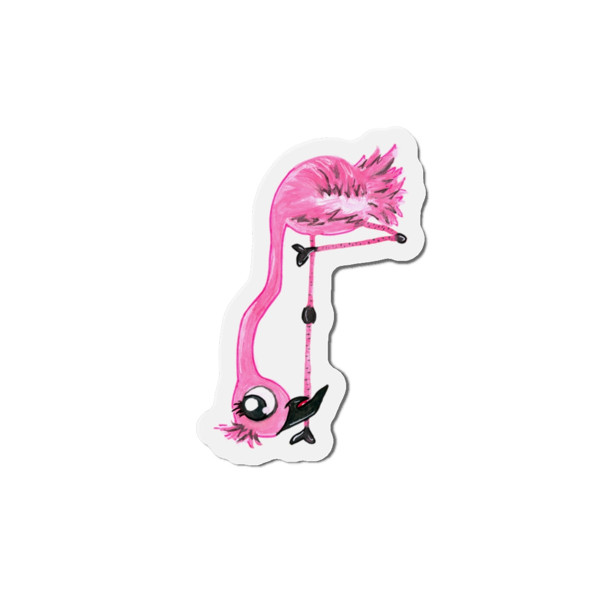 Head on the ground Flamingo Die-Cut Magnets  Custom Shape, 5 Sizes, Vinyl Material for Outdoor Use, Flexible and Durable, Black Backing - Home Decor Refrigerator Magnets