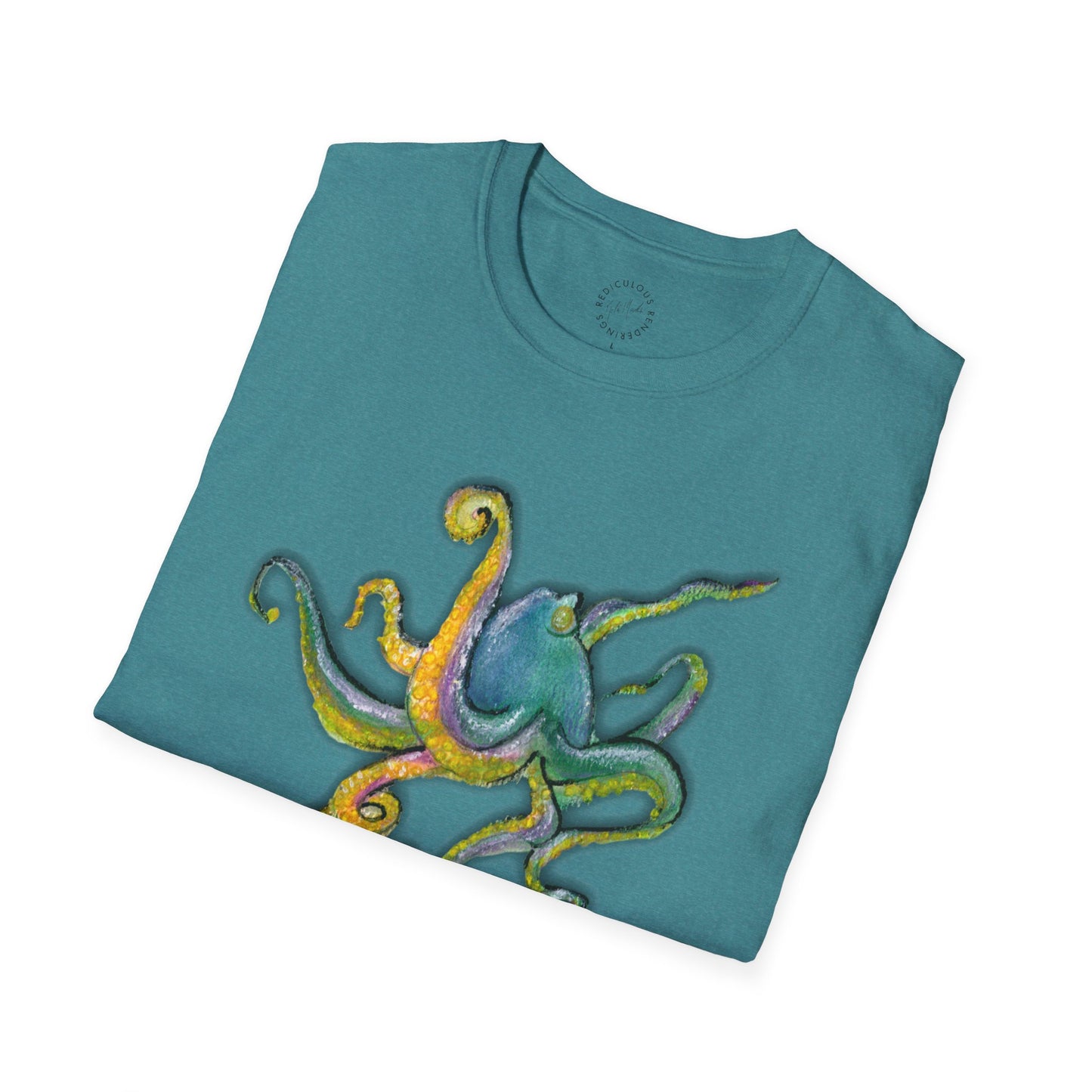 Green octopus Unisex Softstyle T-Shirt