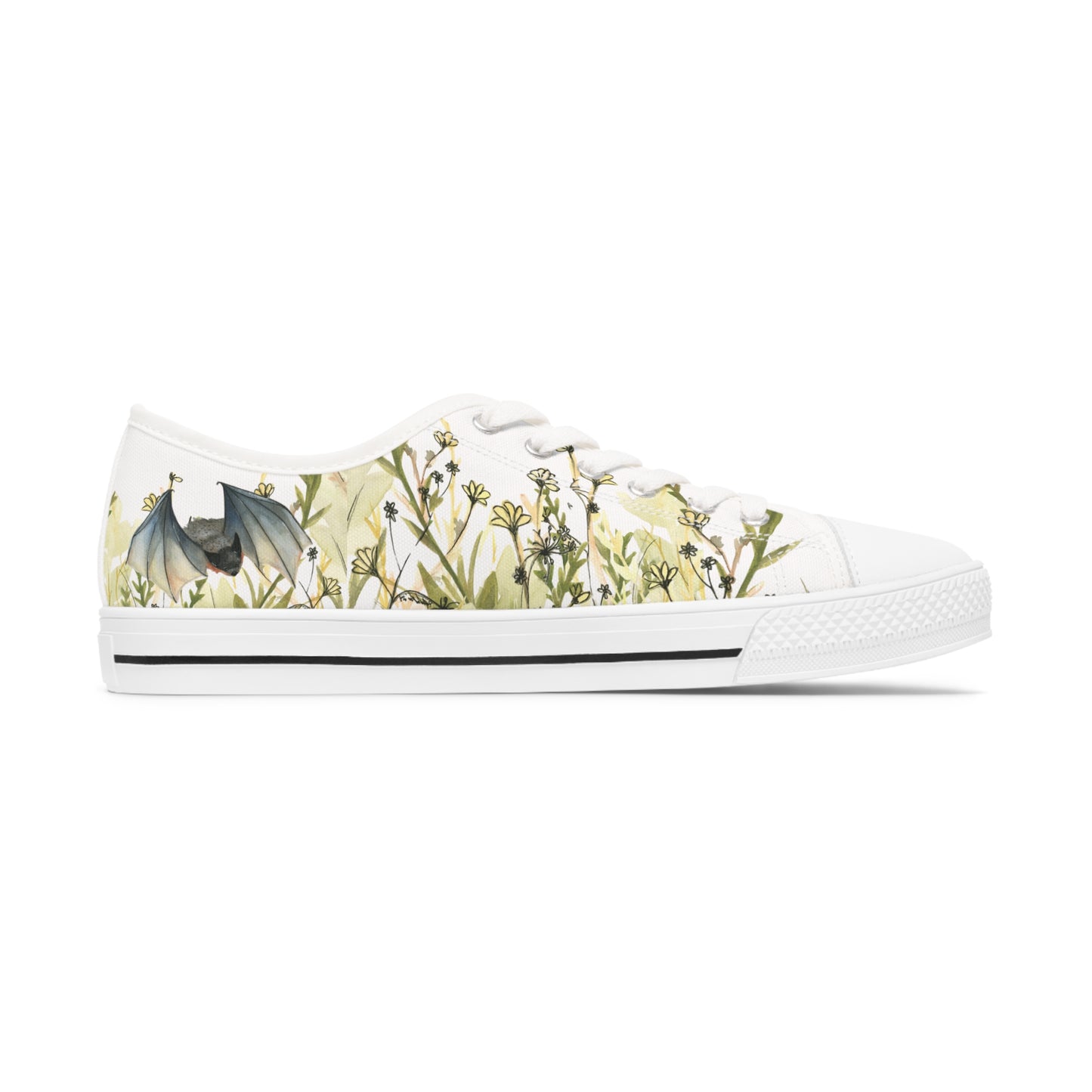 White Bat Printed Unisex Classic Low Top Sneaker Shoes