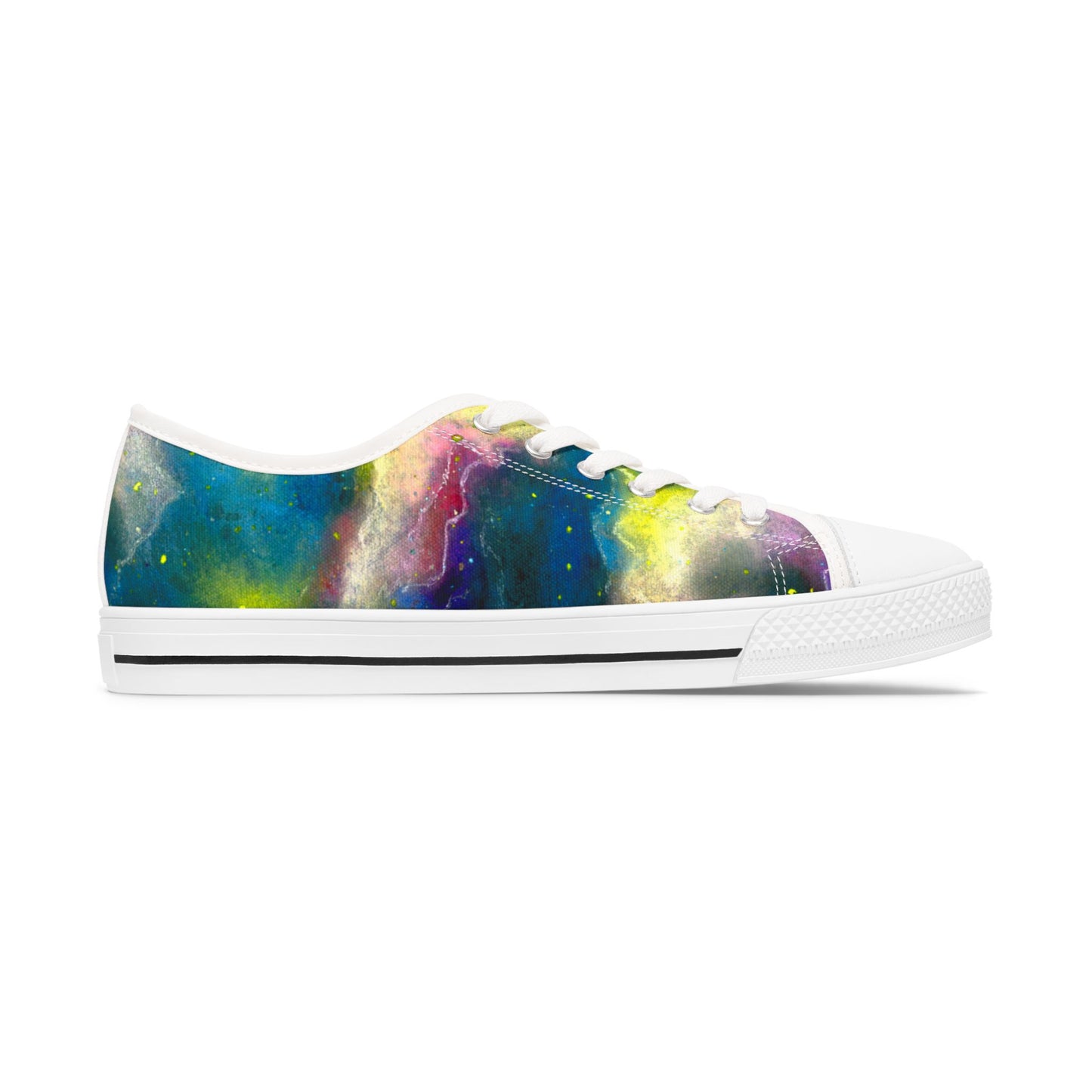 Galaxy Watercolor Low Top Sneakers — Women’s Colorful Space Print Shoes