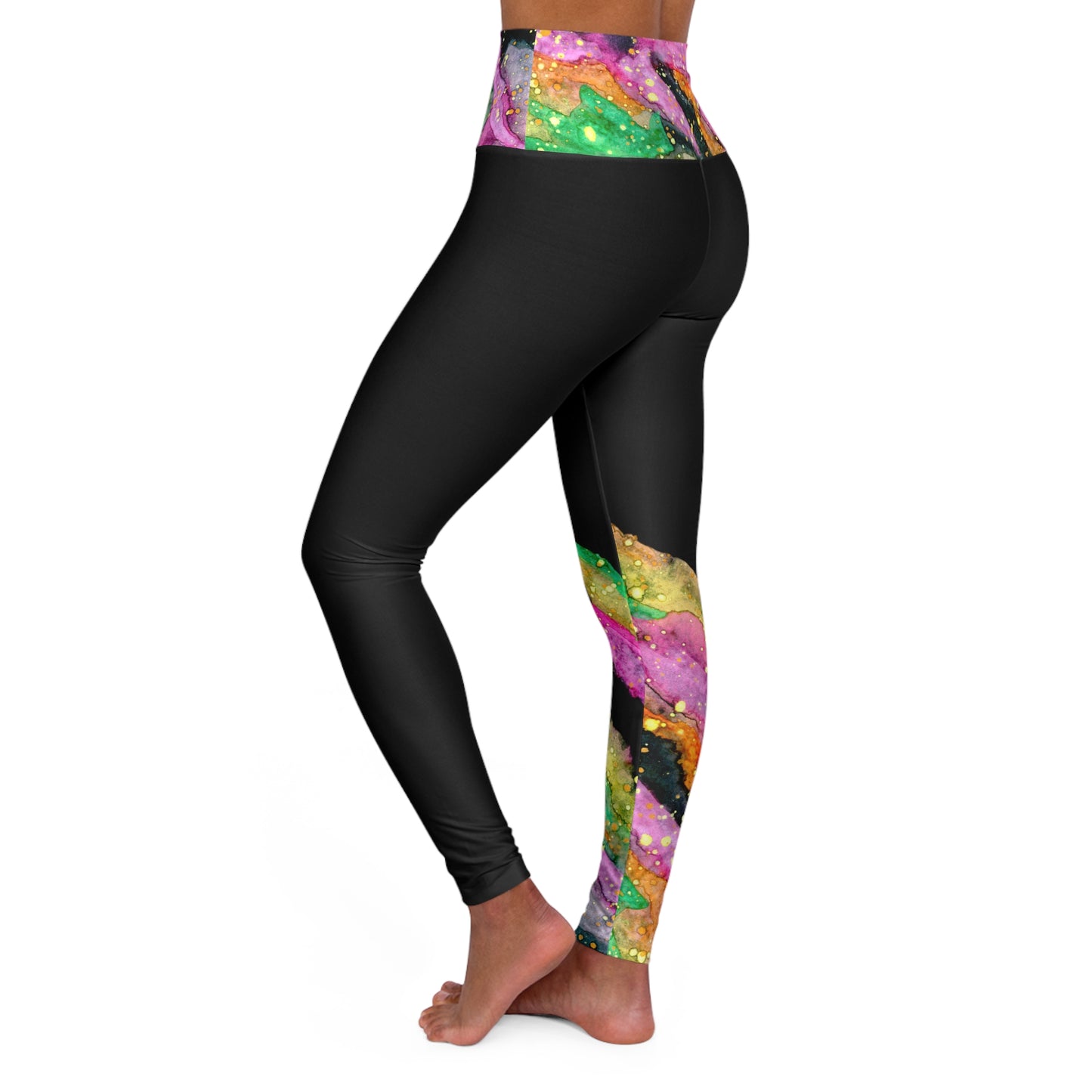 Neon Galaxy High Waisted Yoga Leggings (AOP)