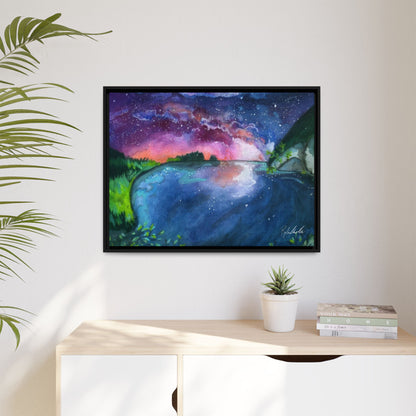 Watercolor Sunset Lake Framed Wall Art