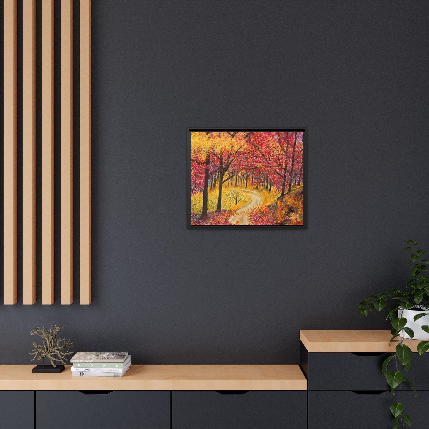 Vibrant Fall Forest Framed Wall Art
