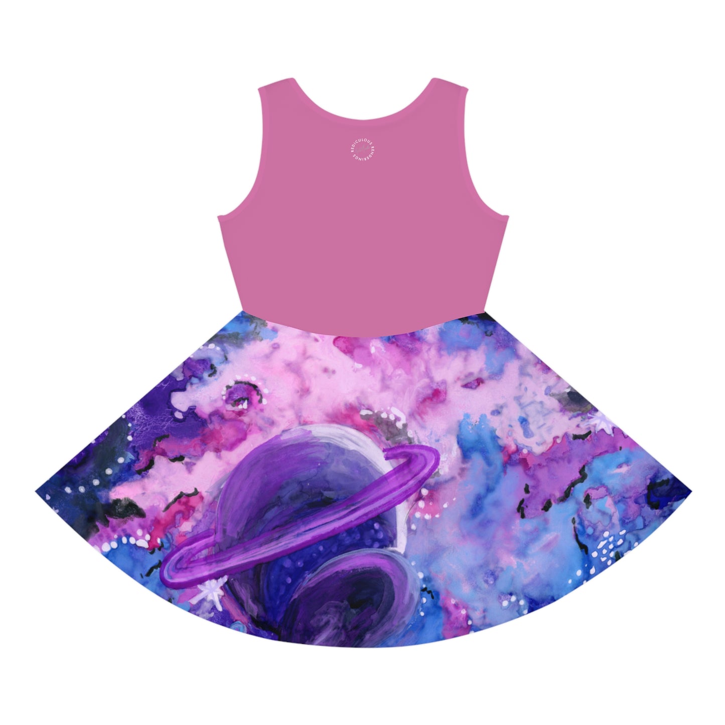 Light Pink Top Purple Galaxy Girls' Sleeveless Sundress (AOP)