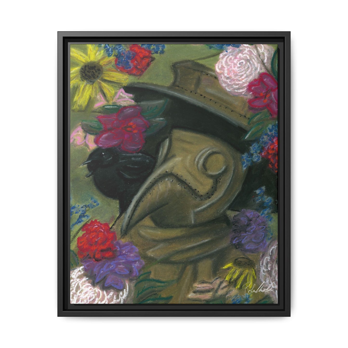 Plague Doctor and Raven Framed Wall Art