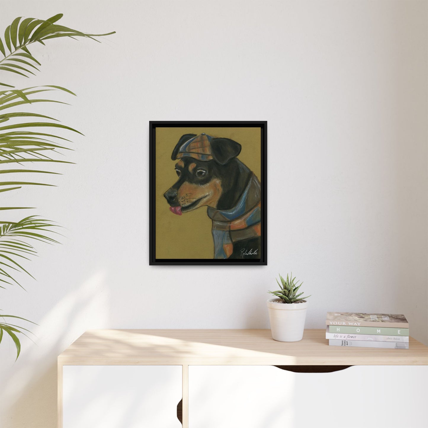 Small Chihuahua Dog in Hat Framed Wall Art