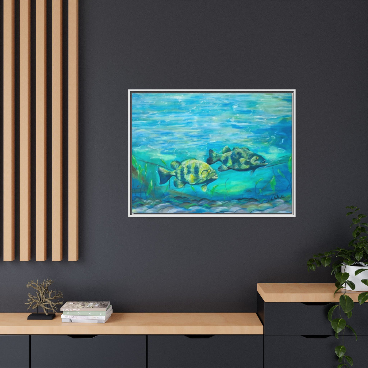 Framed Matte Canvas - Underwater Fish Scene