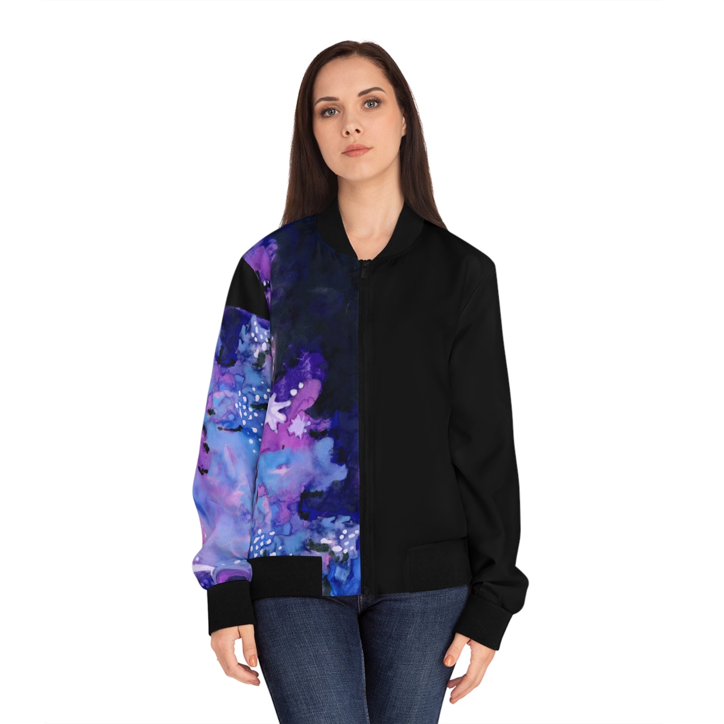 Purple Galaxy Women's Bomber Jacket (AOP)