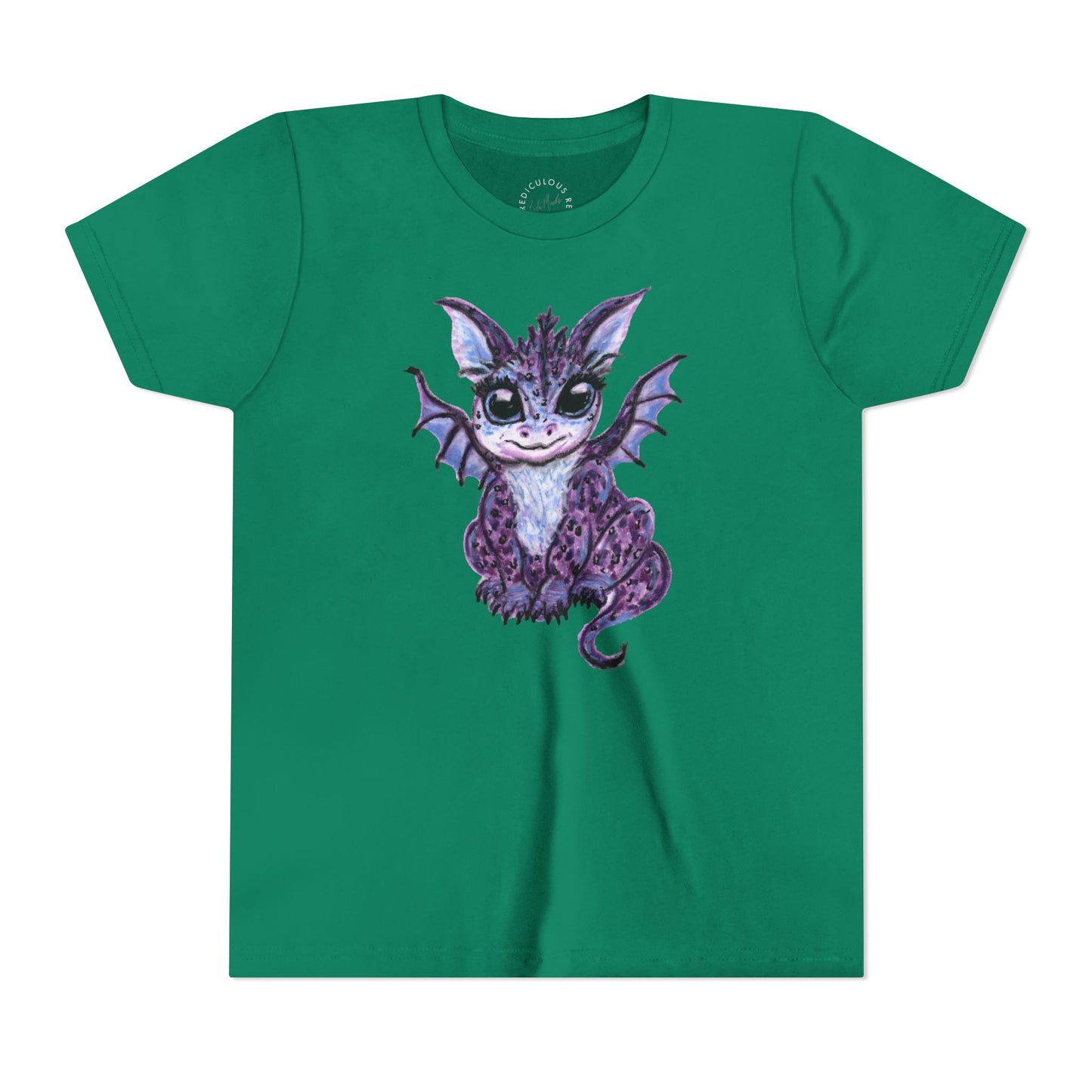 Youth Tee — Cute Purple Baby Dragon Illustration Kids Shirt