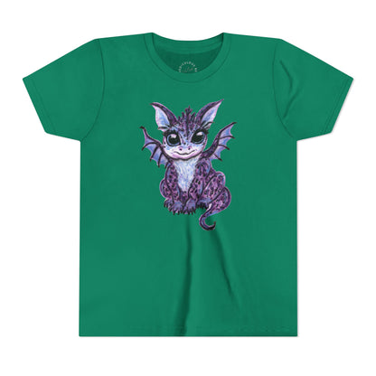 Youth Tee — Cute Purple Baby Dragon Illustration Kids Shirt
