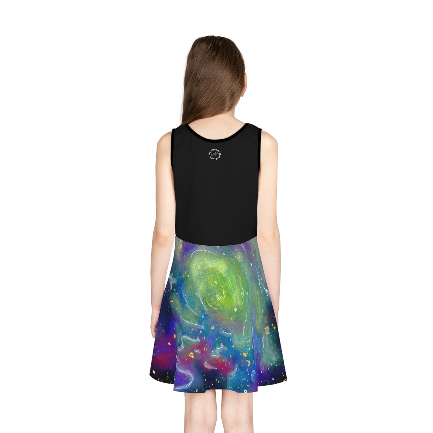 Rainbow Vortex Galaxy Girls' Sleeveless Sundress (AOP)