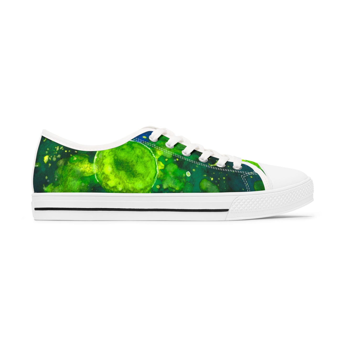 Low Top Sneakers — Green Galaxy Moon Pattern