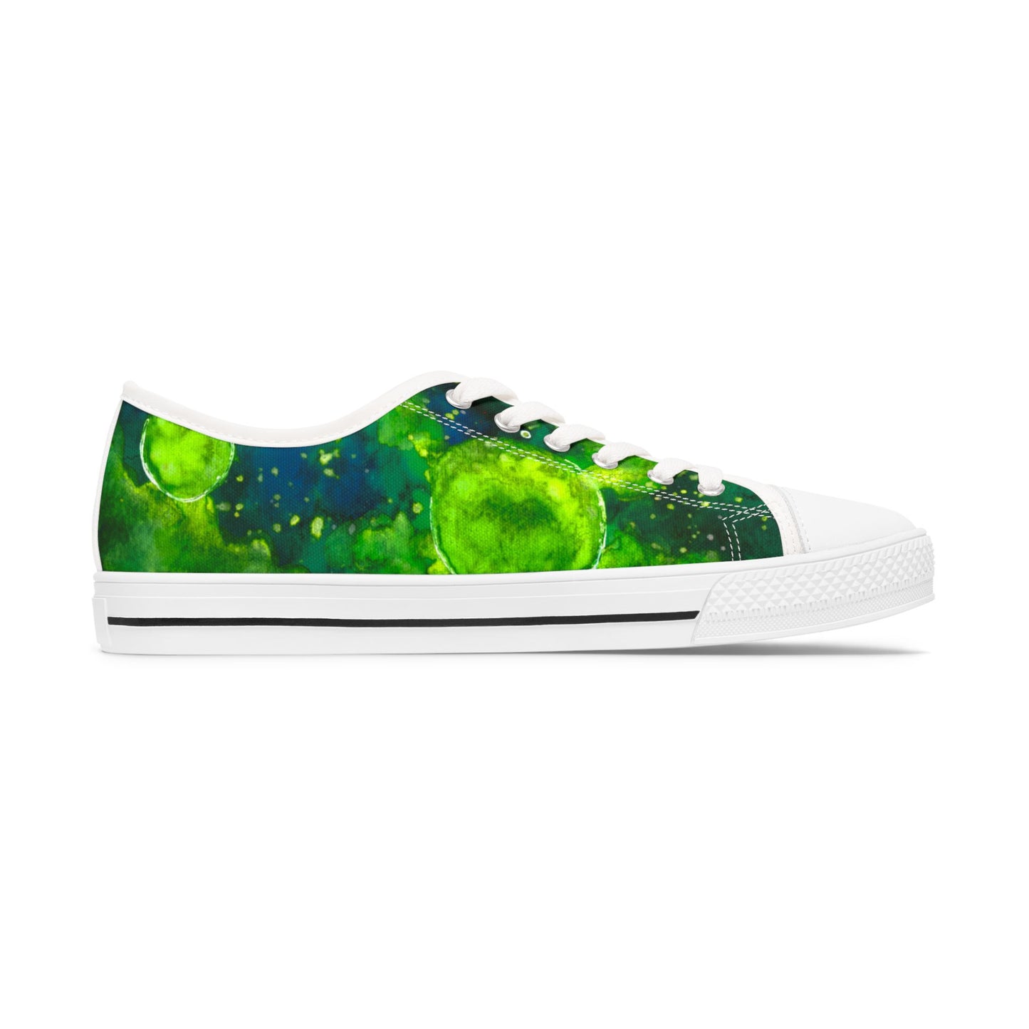 Low Top Sneakers — Green Galaxy Moon Pattern