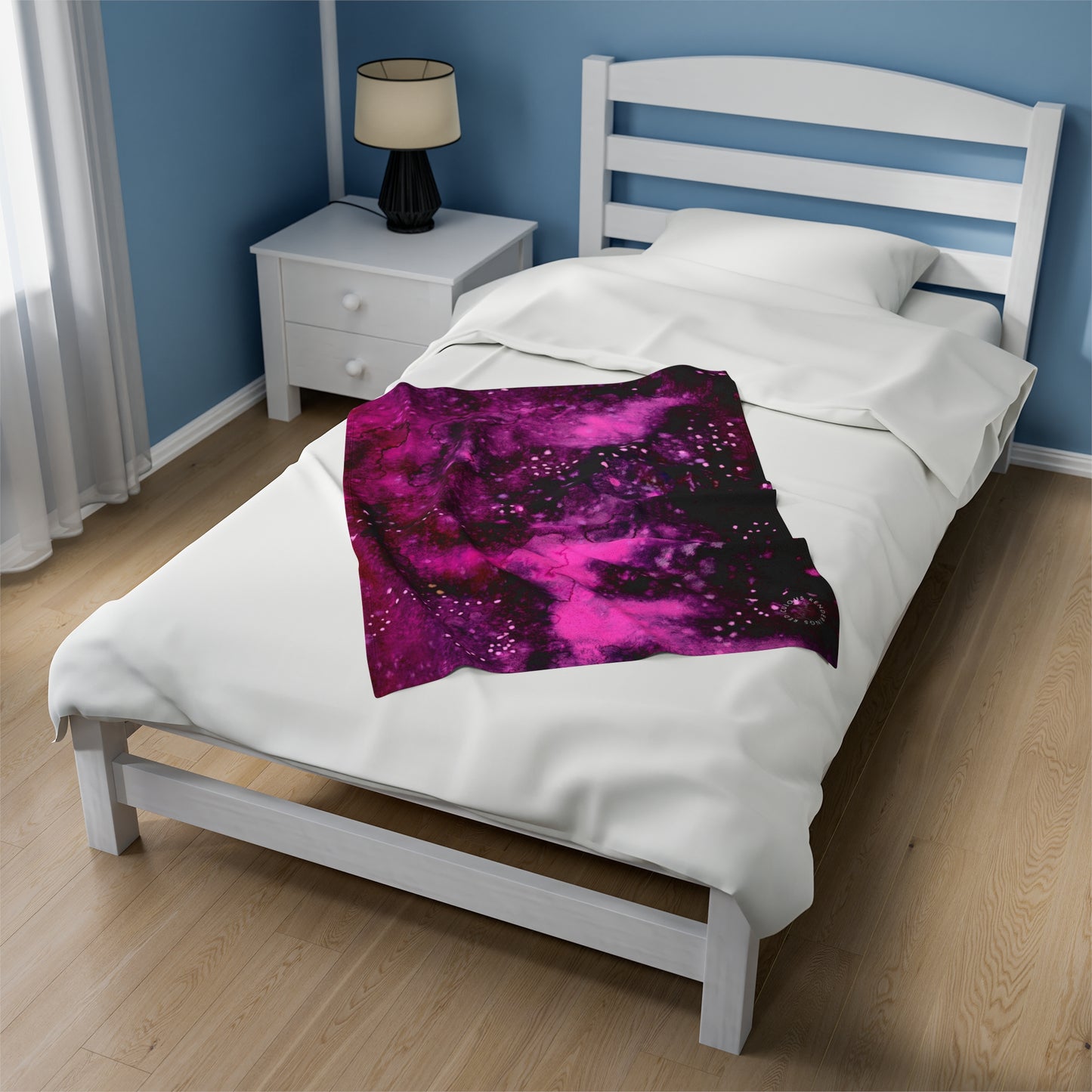 Rose Colored Galaxy Velveteen Plush Blanket