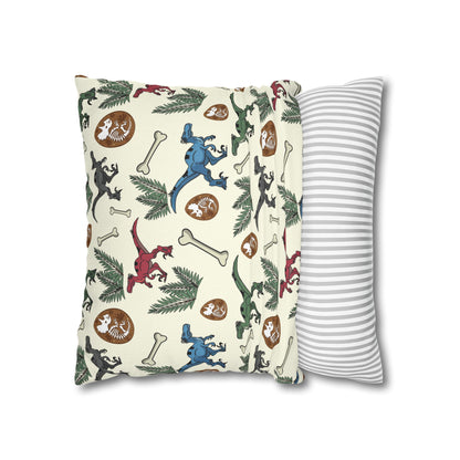 Dinosaur Fossil Pattern Pillowcase — Kids Paleontology Throw Pillow Cover