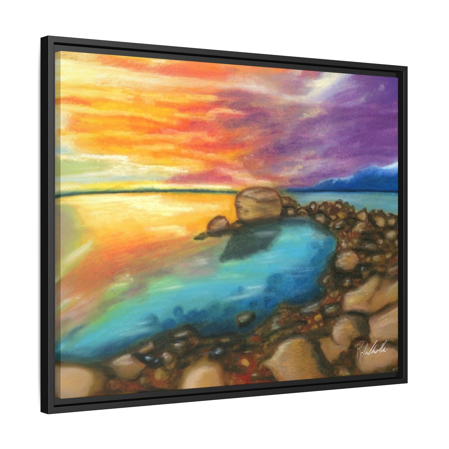 Sunset Ocean Beach Framed Wall Art