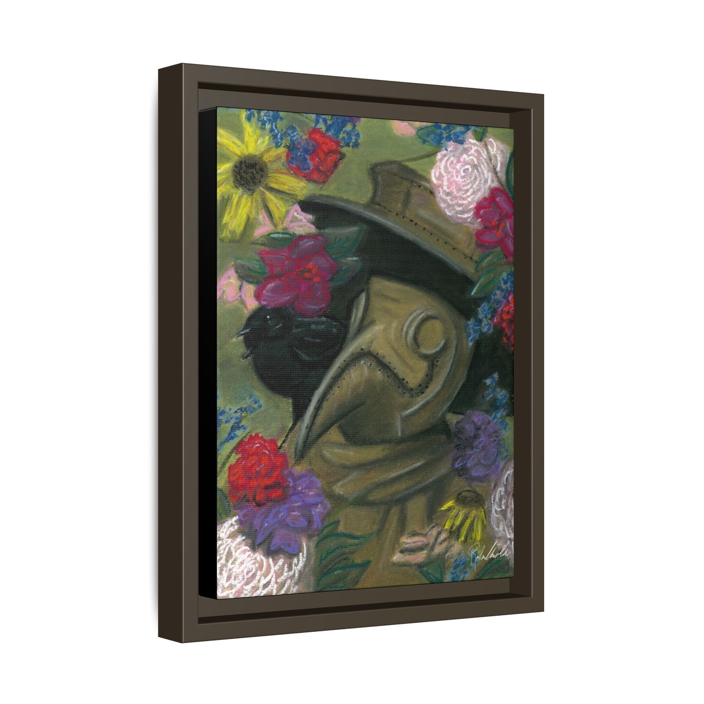 Plague Doctor and Raven Framed Wall Art