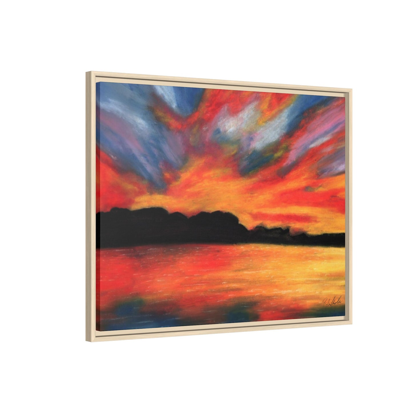 Sunset Over The Lake Framed Wall Art